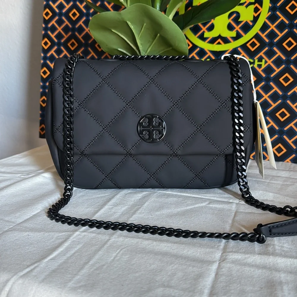 NWT , Tory Burch willa matte small shoulder Black Crossbody Bag
